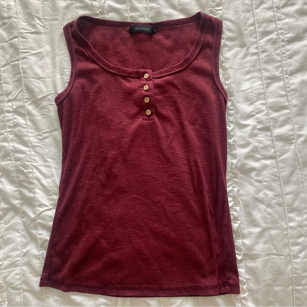 J. McLaughlin Red Fitted Sleeveless Tank Top